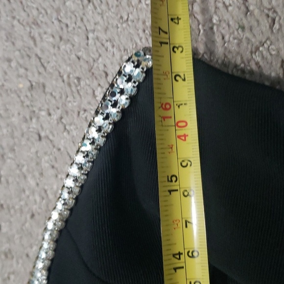 Vintage 90s black rhinestone prom style maxi dress 12 large fits like 8 - Picture 8 of 12
